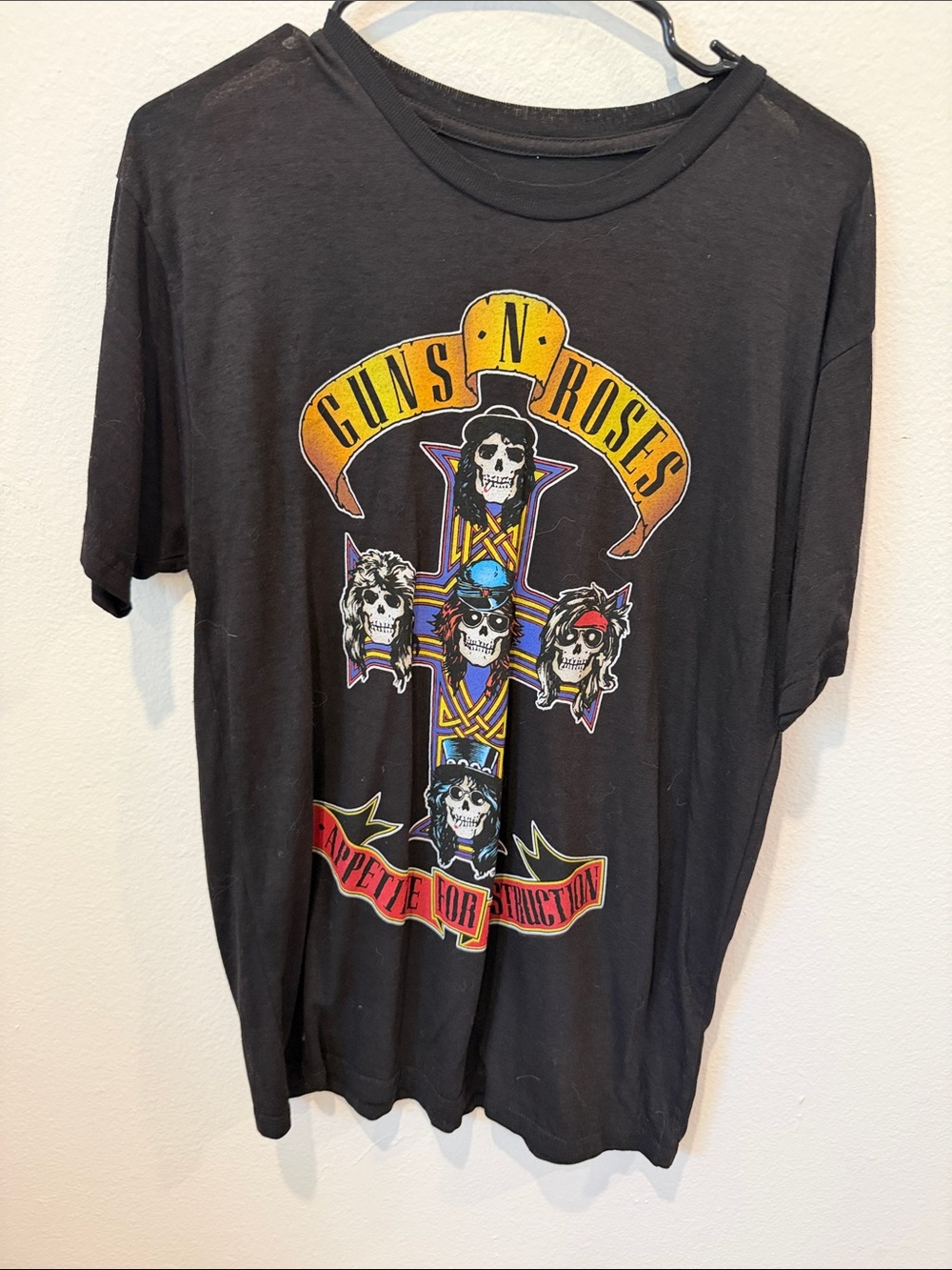 Bravado Black Short Sleeve Guns N' Roses Graphic Tee with Yellow and Red Accents